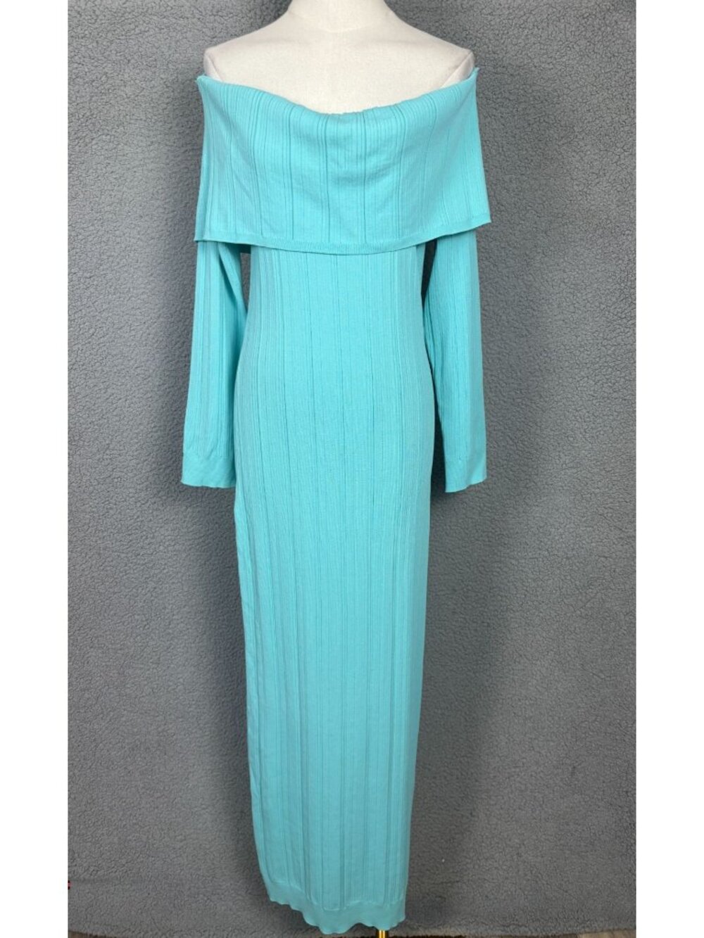 Bar III Women's Off-the-Shoulder Sweater Maxi Dress,Aqua Reef Size XL NWT's.